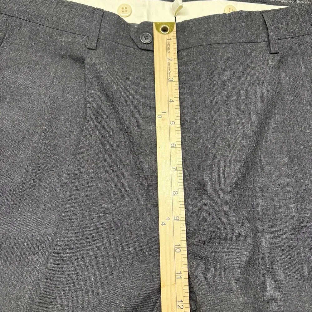 Deansgate Tailors Row Mens Gray 100% Worsted Wool Pleated Dress Pants 36x32